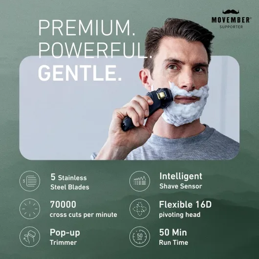 Arc5 Wet/Dry Electric Shaver & Trimmer for Men, 16-D Flexible Pivoting Head & Auto Cleaning & Charging System, ES-LV97-K, Black