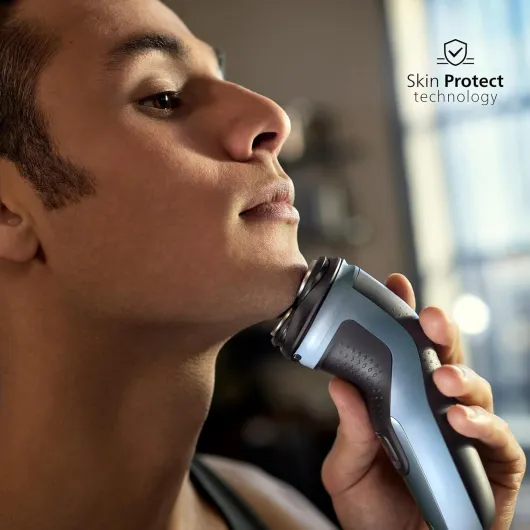 Electric Shaver Series 3000X - Wet & Dry Electric Shaver for Men in Celestial Blue, with SkinProtect Technology, Pop-up Beard Trimmer, Ergonomic Men's Shaver (Model X3053/00) NEW Series 3000X - Moon, USB-A