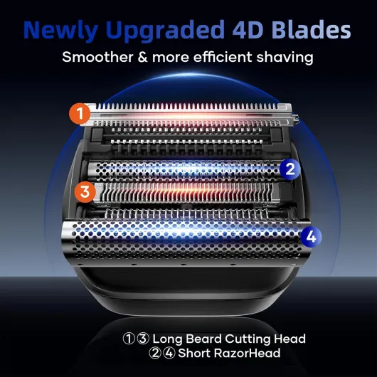 Foil Shaver, Kensen Upgraded 4 Floating Blades, Waterproof Close Shave Electric Shaver, Cordless 120 Mins Shaving Time Mini Men's Electric Foil Shavers, Travel Electric Razor for Men Rechargeable Silver