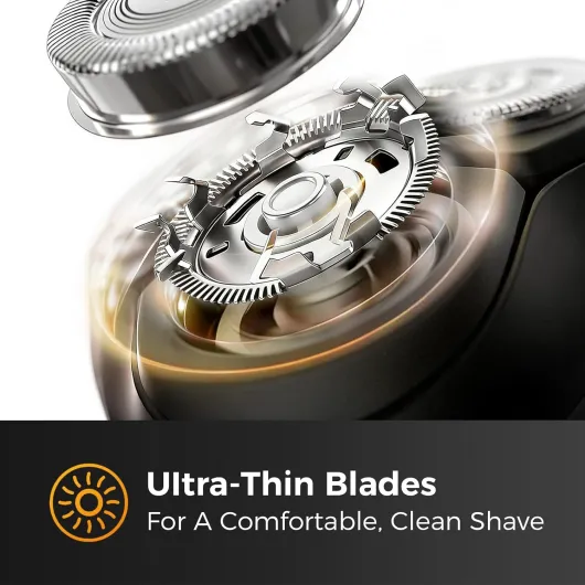 Electric Razor for Men, 100% Waterproof, Gentle on Sensitive Skin, Wet & Dry Rotary Electric Shavers for Men, Pop-up Beard Trimmer, 120 Min Shaving, 1.5H Fast Charge, Ergonomic Men's Shaver Black