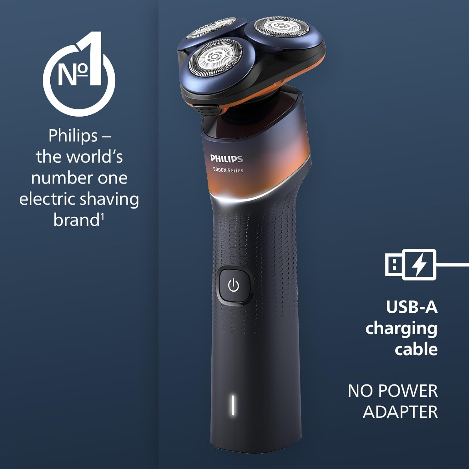 Shaver 5000X Series, Wet and Dry Electric Shaver, Skin Protect Technology, 360 Flexing Head, 1 h Charging/5 min - Quick Charge, P-Cap, Orange, Model X5012/00